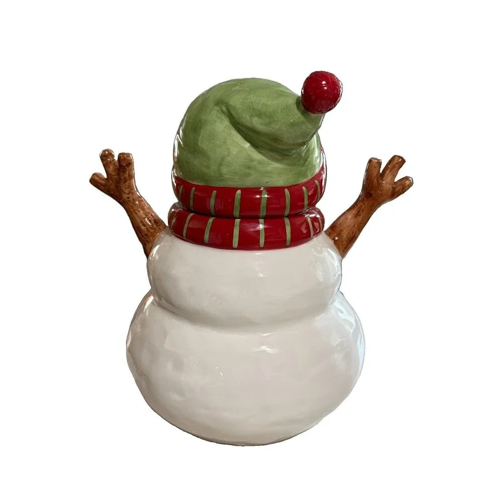 Large Pottery Barn Kids SnowmanCookie Jar Holiday Christmas Winter
